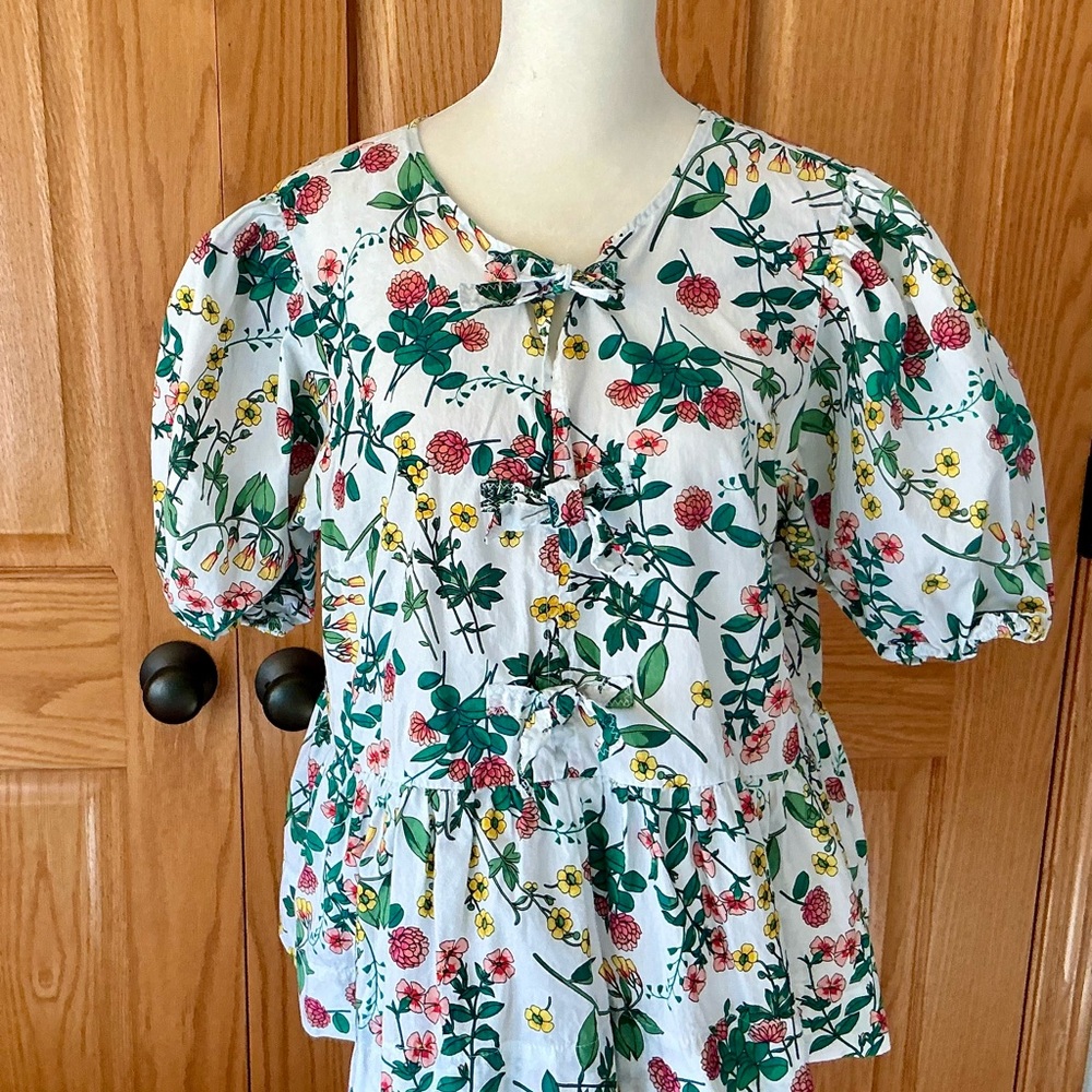 Nautica Floral Women's Blouse - Green and Pink
